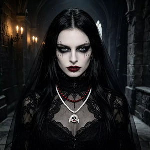 gothic necklace in red with N/A