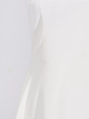 White A-line skirt with a subtle flare and seam detail