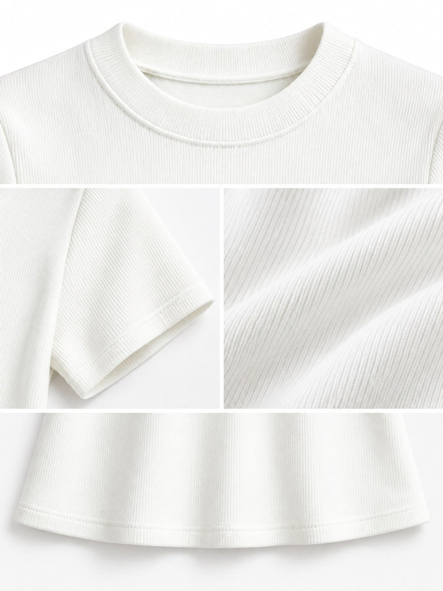 t-shirt in White with stretch and waist-length
