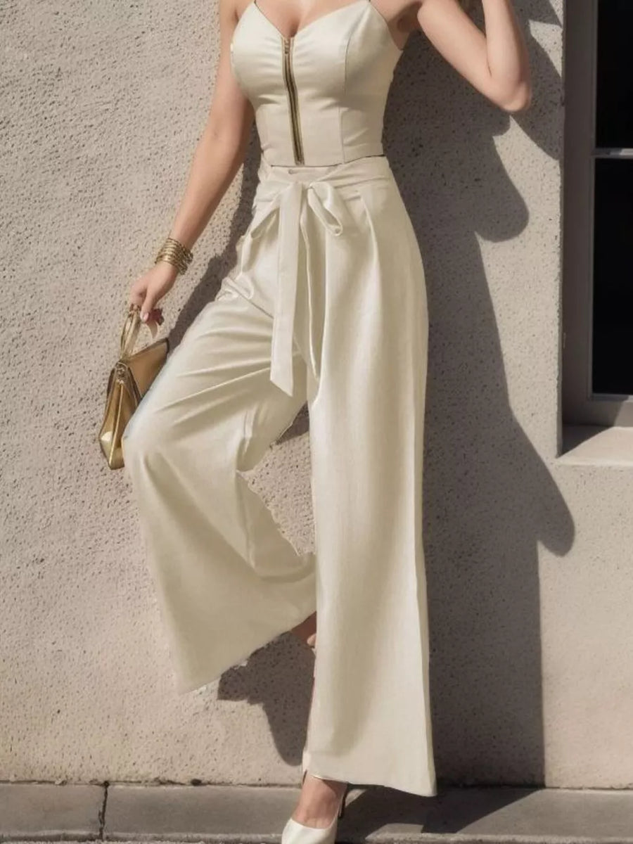 Pink High-waisted Wide-leg Pants