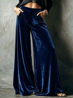 wide-leg pants in Apricot with pocketed and full-length