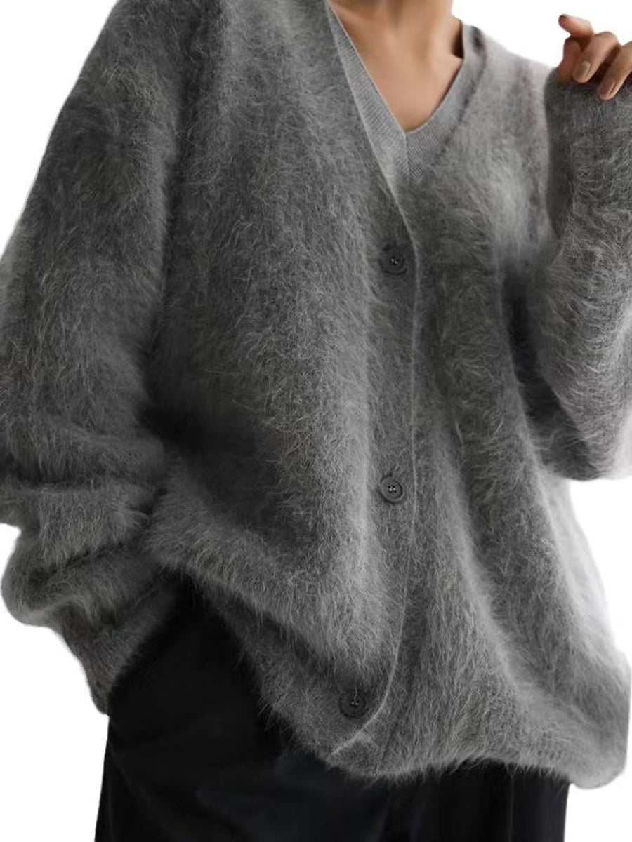 classic cardigan in White with v-neck
