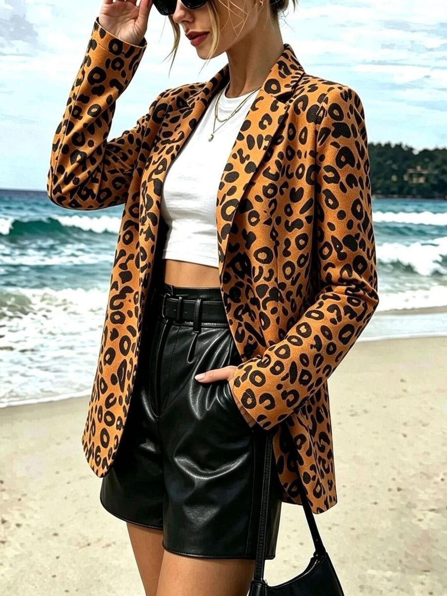 100% polyester Care instructions: Machine wash cold blazer in Leopard with regular silhouette