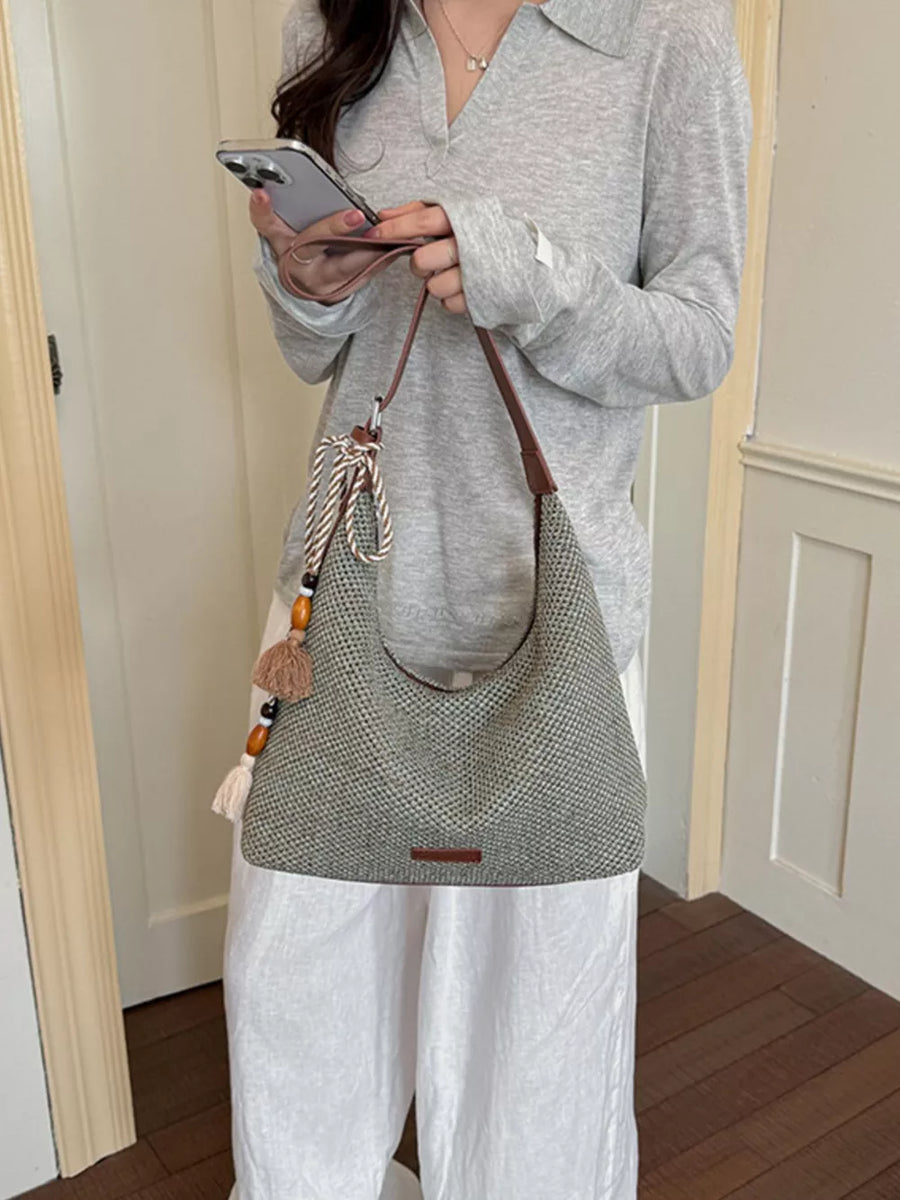 Tassel Woven Shoulder Bag option 5