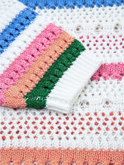 Color Block Striped Pointelle Knit Sweater option 9