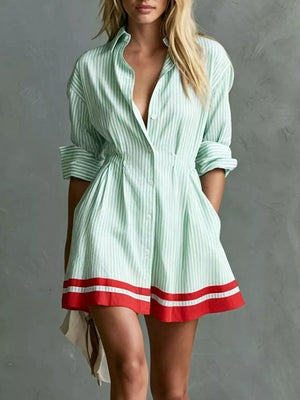 shirt dress in Gum Leaf with buttoned and mini