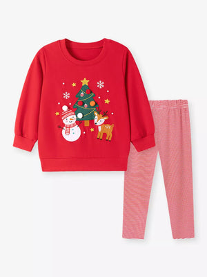 red clothing set with hip-length and pullover
