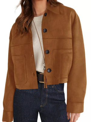 modern jacket in Apricot with collared