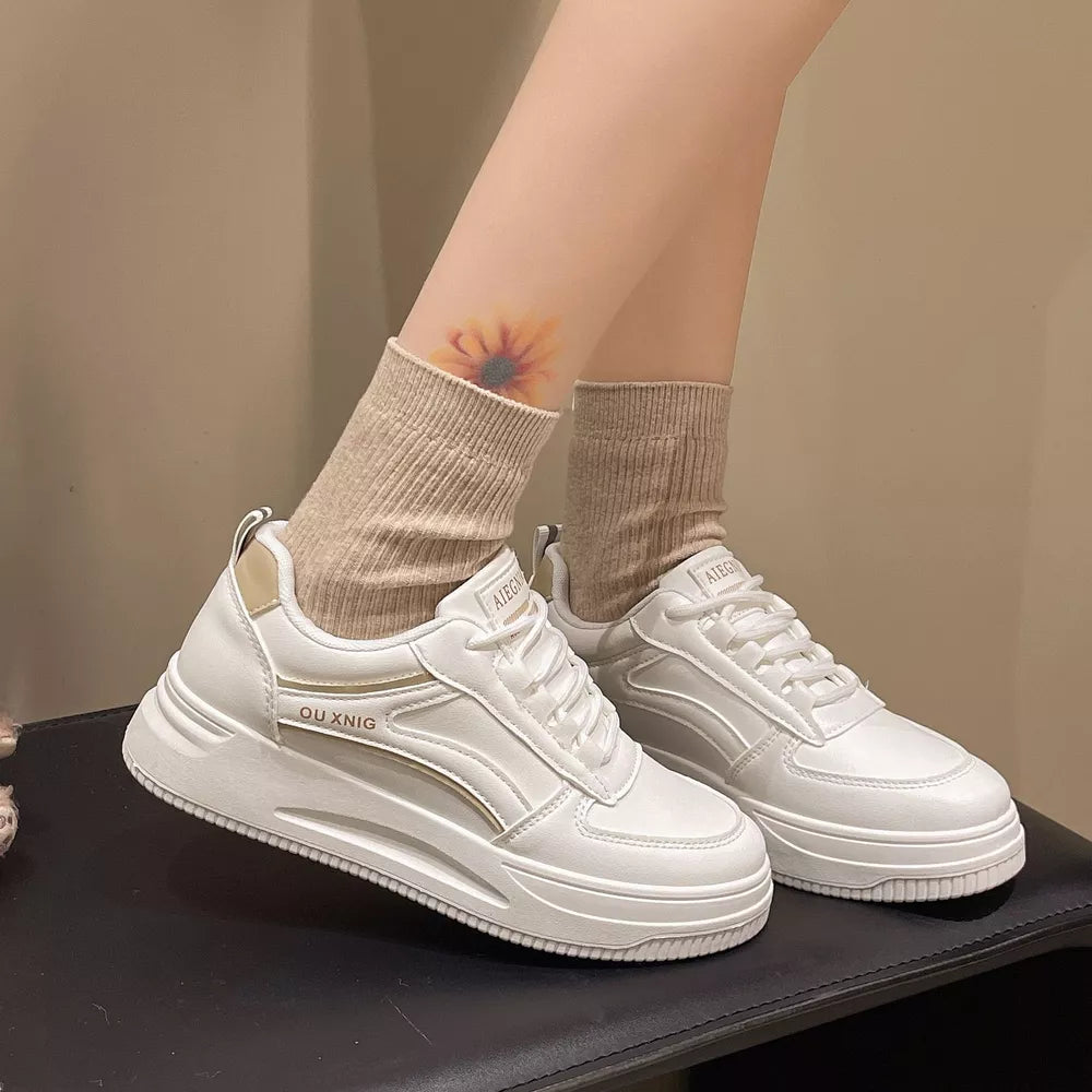 Deep Khaki Classic Lace-up Platform Sneakers