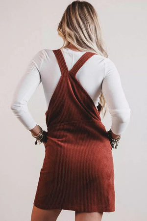 Ribbed Corduroy Zip-up Sleeveless Sheath Dress in this colorway