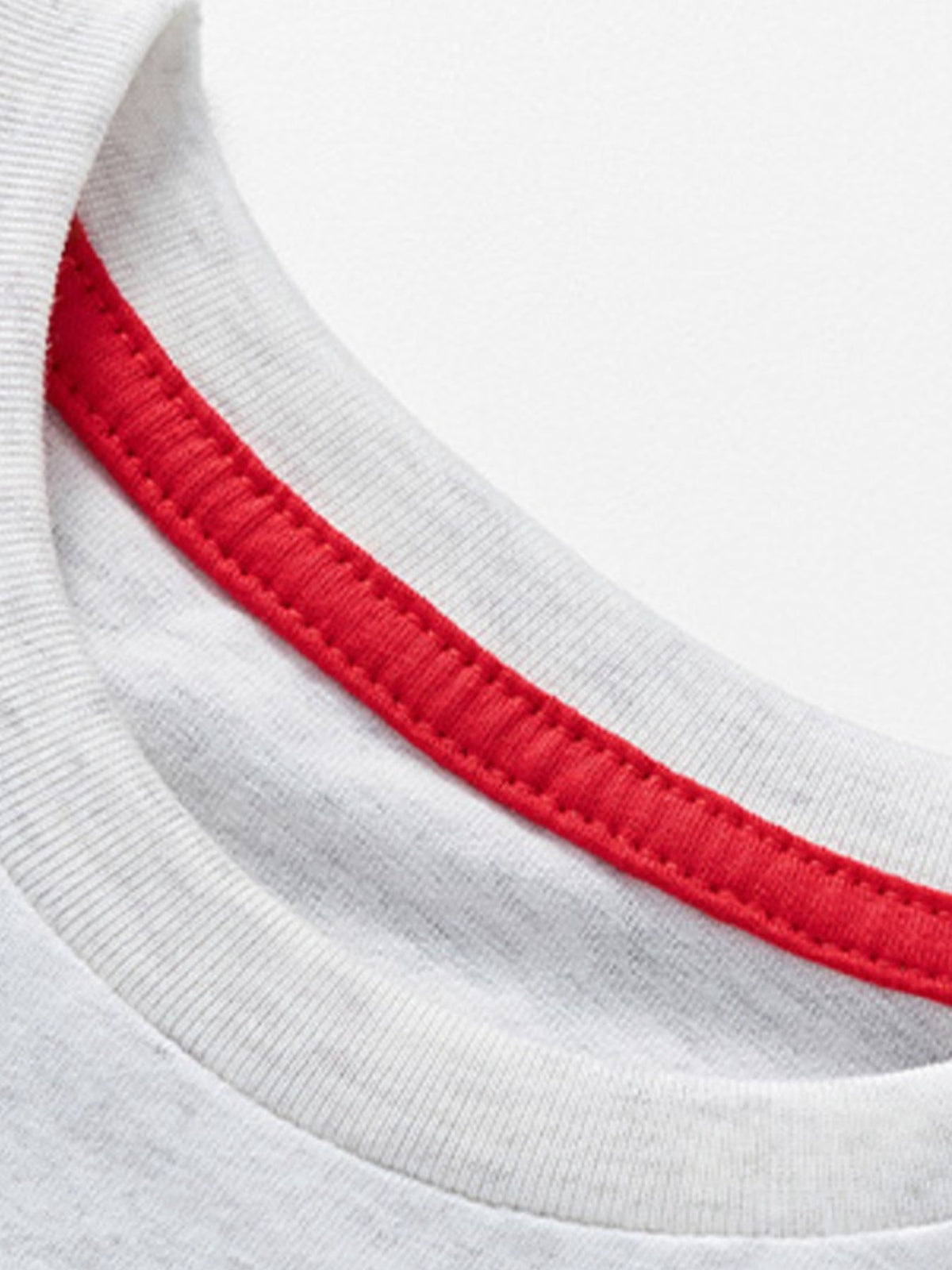 Toddler grey cotton crew neck tee with red contrast stitching detail