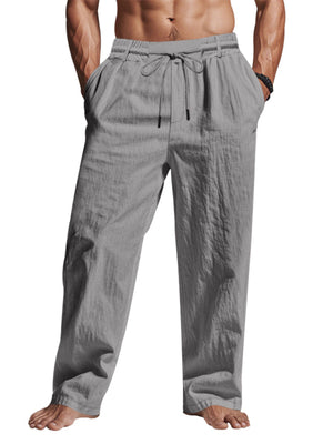 wide-leg pants in Light Blue with drawstring waist and full-length