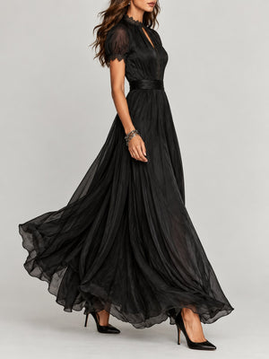 romantic maxi dress in As Pictured with mock neck