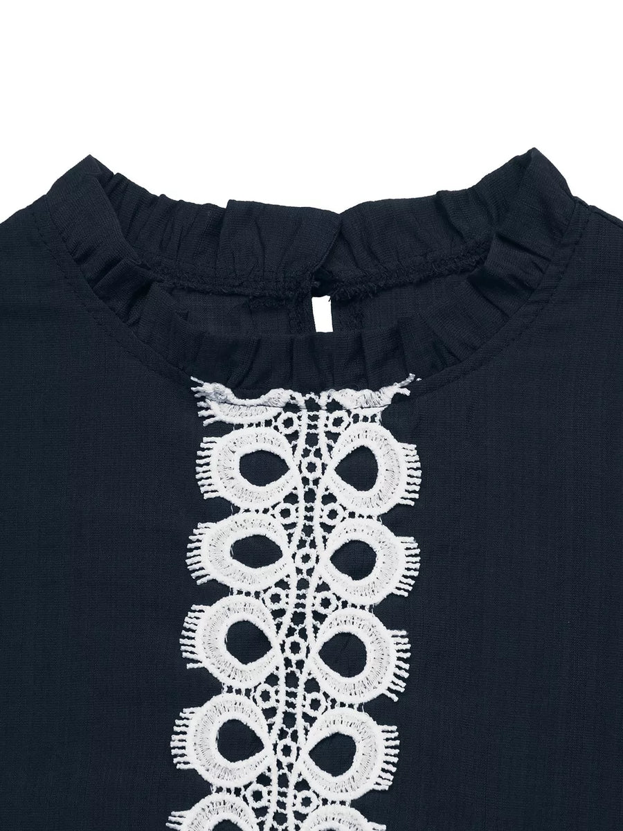 ivory regular blouse with mock neck