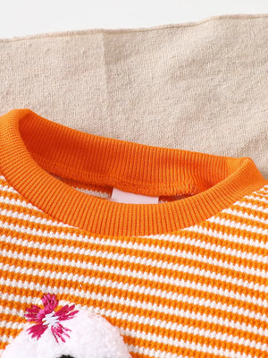 pajama set featuring striped in Orange with 65% cotton, 35% polyester Care instructions: Machine wash cold texture