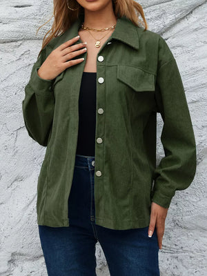 Moss with Corduroy Button-down Shirt With Chest Pockets in Moss