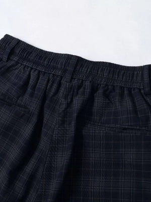 Men's Plaid Wide-leg Drawstring Shorts option 4