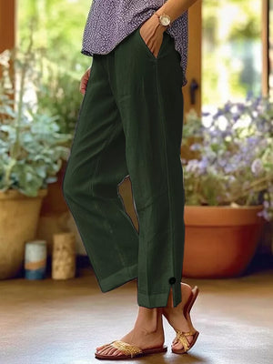Full Size Casual Wide-leg Pants Plus Size in Pink