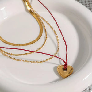Stainless Steel Four-layered Heart Necklace 18k Gold-plated in gold with layered