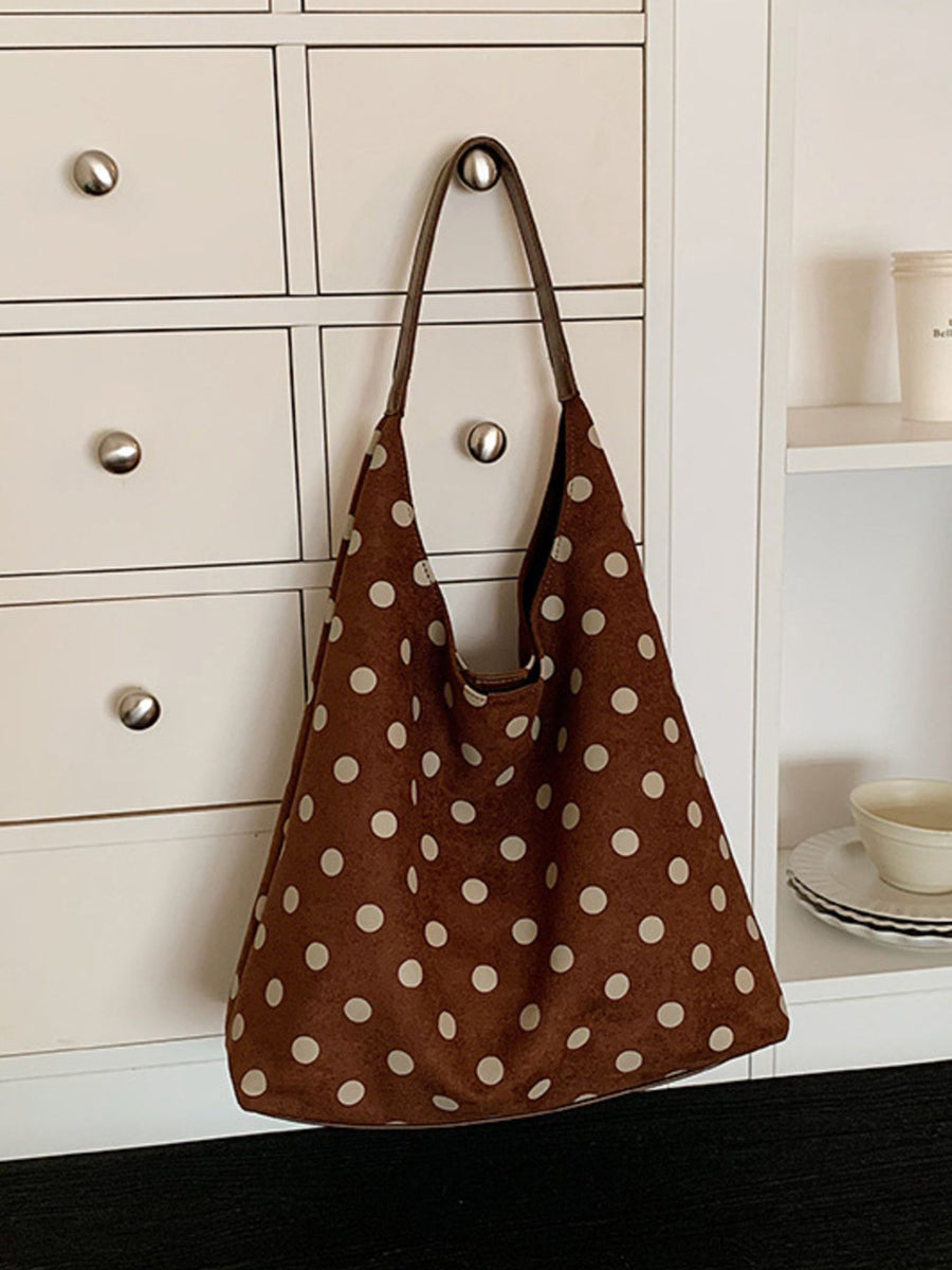 handbag featuring polka-dot in white with Suede Imported Size &amp texture