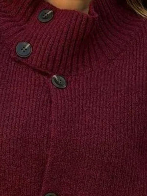Full Size Button-Up Mock Neck Cardigan Plus Size in Tangerine