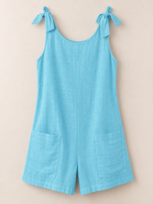 Orange Red relaxed romper with scoop neck