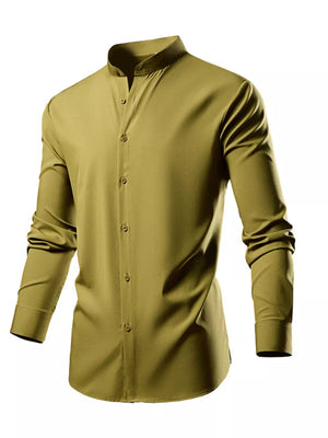Button-down Slim Fit Long-sleeve Top in Black