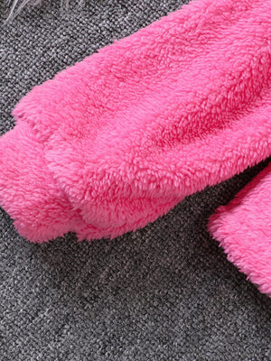 Fuzzy hot pink sweatshirt for kids with soft texture