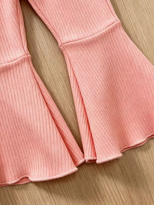 Children's Daisy Ruffled Ribbed Top & Flare Pants Set option 6