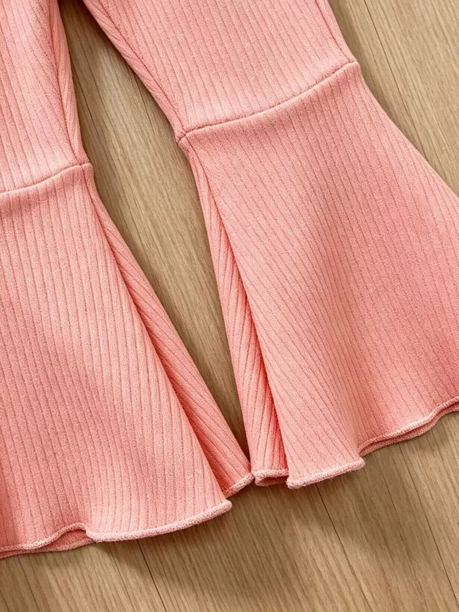 Children's Daisy Ruffled Ribbed Top & Flare Pants Set option 6