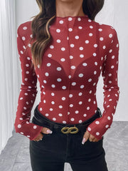 blouse in Navy Blue with mesh and hip-length