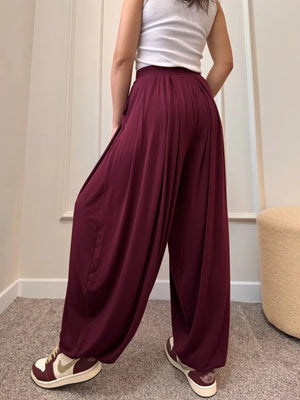 100% polyester Care instructions: Machine wash cold wide-leg pants in Blue with loose silhouette