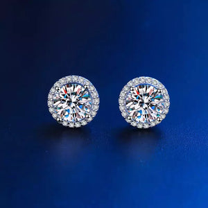 1 Carat 925 Sterling Silver Round Earrings in silver with moissanite