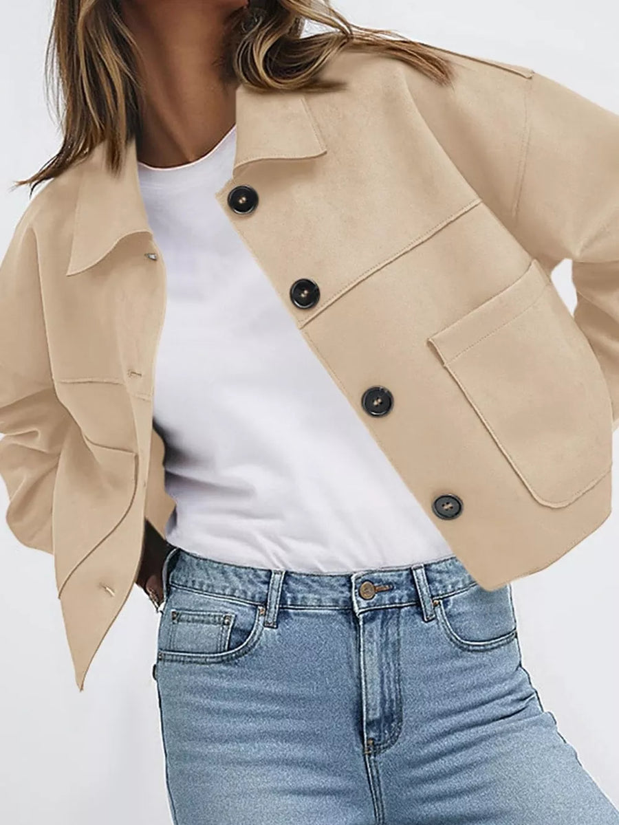 Coffee Brown relaxed jacket with collared
