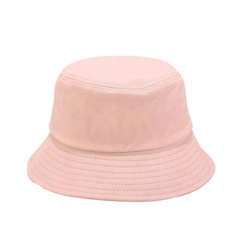 Wide Brim Bucket Hat in blush pink with wide brim
