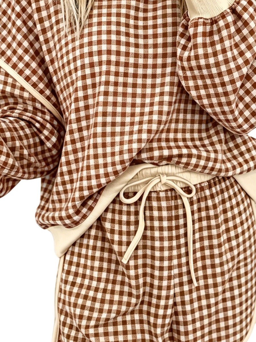100% polyester Care instructions: Machine wash cold pajama set in Khaki with relaxed silhouette