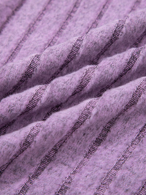 Slim ribbed tank top in lilac mineral wash fabric with textured stripes.