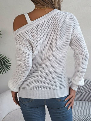 Dusty Pink relaxed pullover sweater with one-shoulder