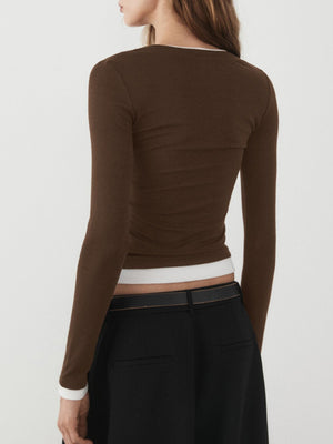 brown t-shirt with cropped and pullover