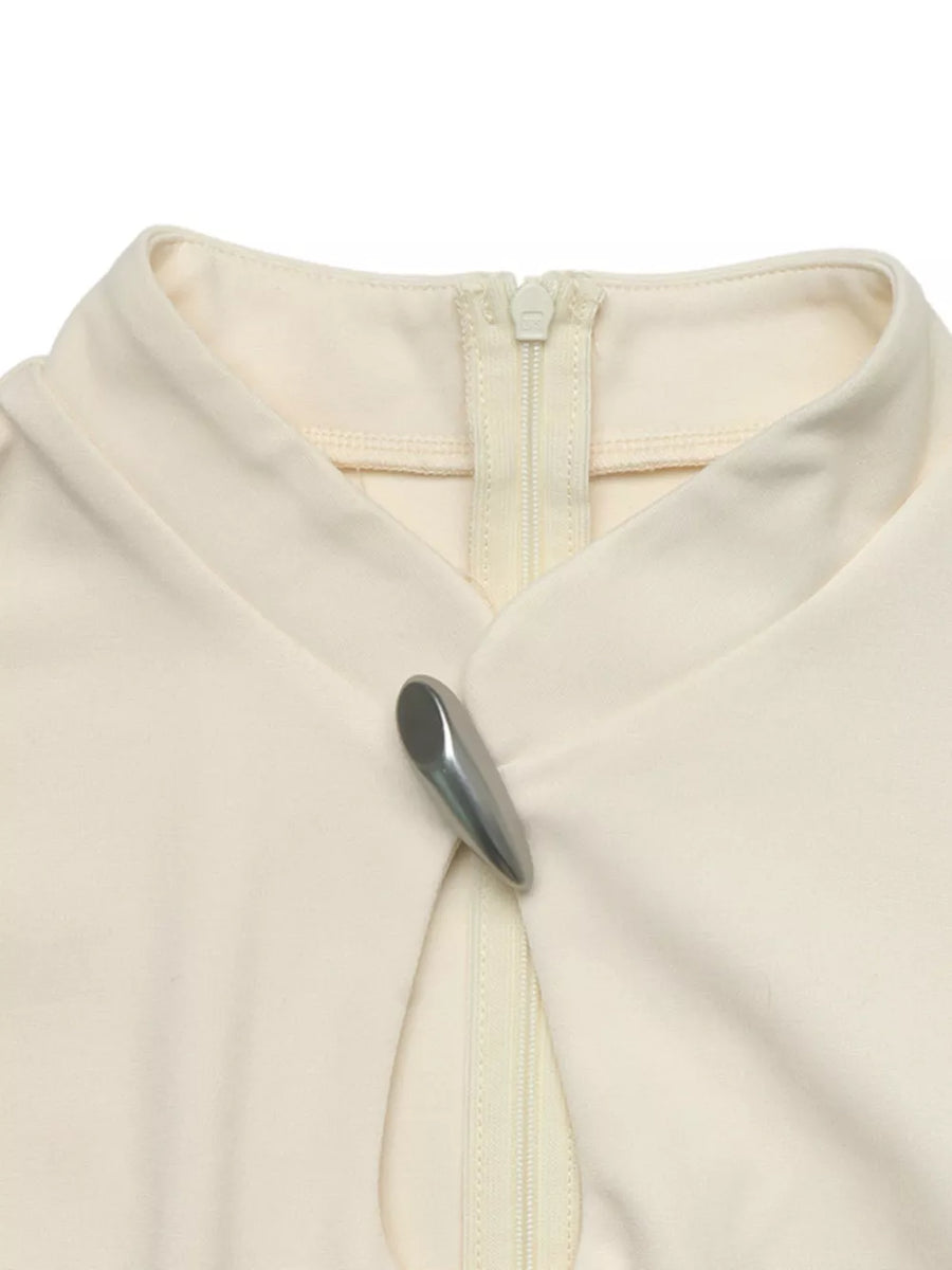 mini dress in Apricot with zipper and mini