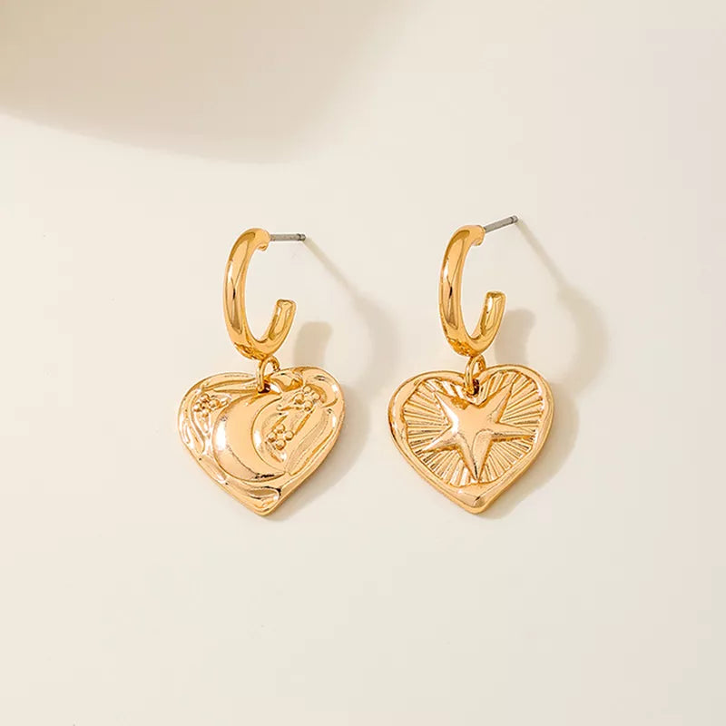 Golden earrings with mini and hoop