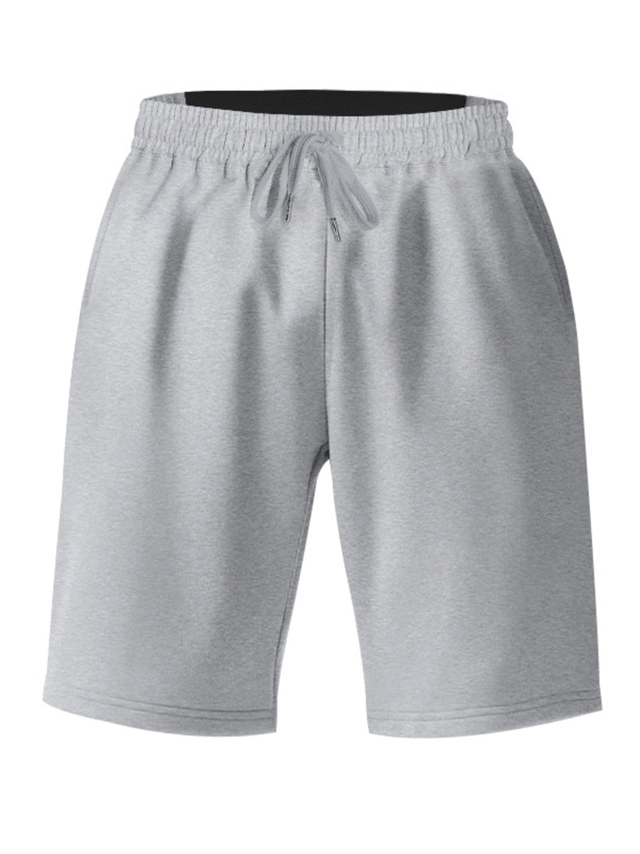Light gray chino shorts with drawstring waist and pockets