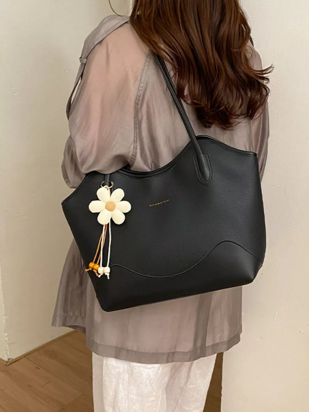 PU Leather Imported Size &amp handbag in White with structured silhouette