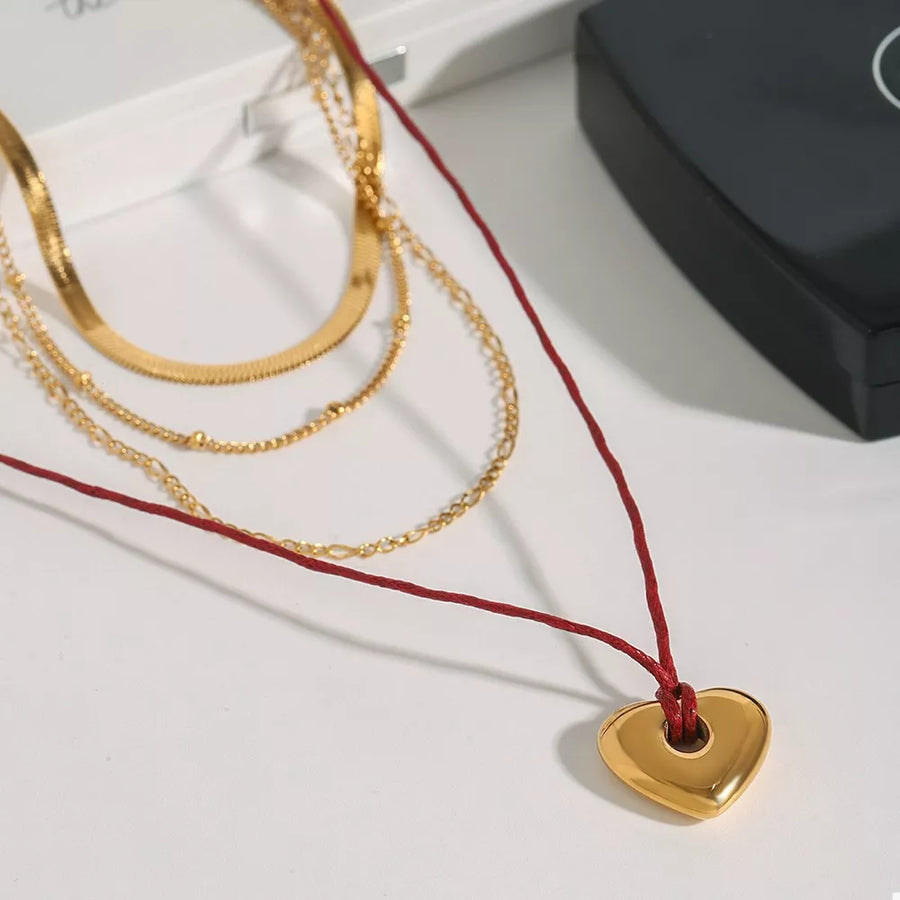necklace in red with layered and collarbone length