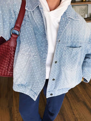 classic denim jacket in Light Blue with collared