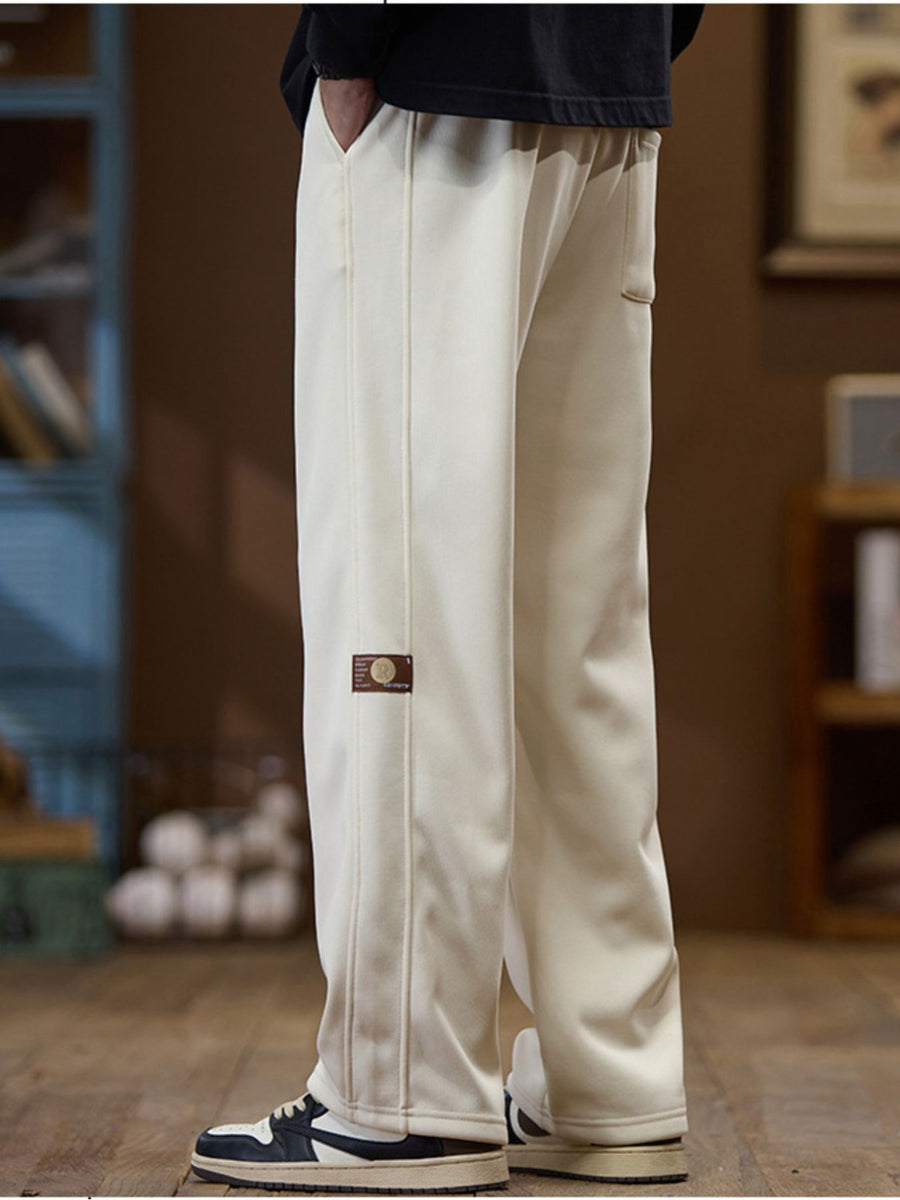 Men's Plus Size Casual Loose-Fit Drawstring Pants in black with drawstring waist