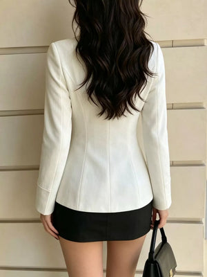 modern blouse in Ivory with collared