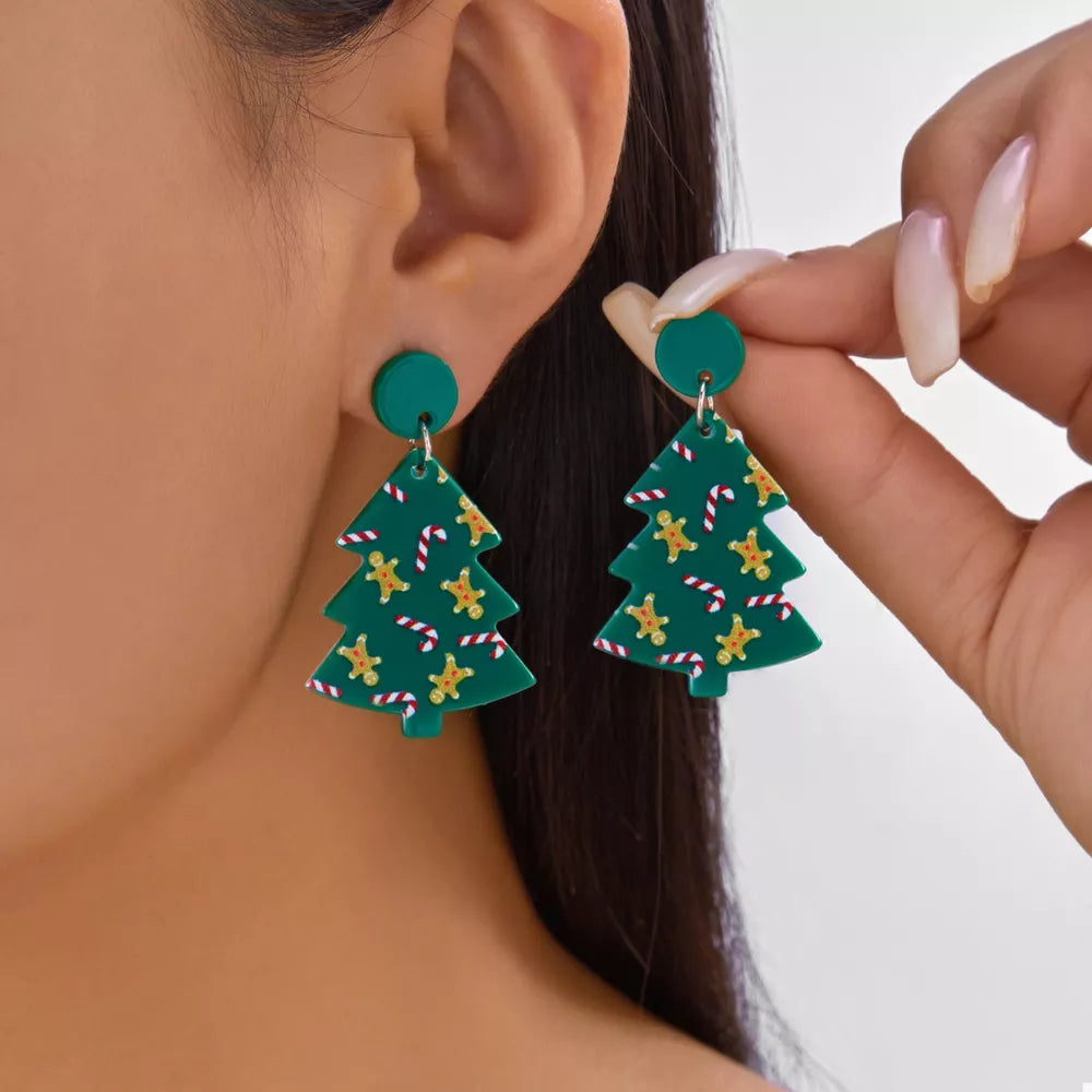 earrings in forest green featuring drop design and drop fit