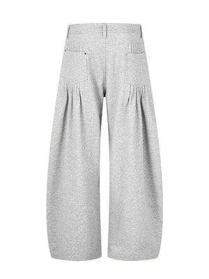 wide-leg pants in heather grey featuring high-waisted and loose fit