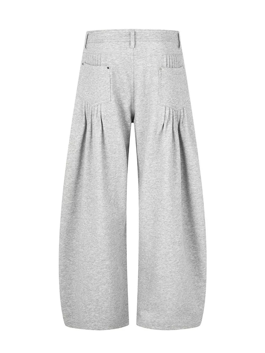 wide-leg pants in heather grey featuring high-waisted and loose fit
